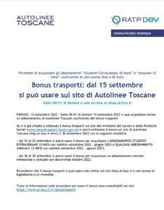 bonus 2020; autolinee toscane;