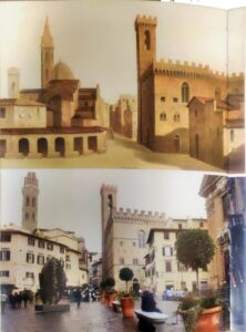 Piazza San Firenze, dipinta da Borbottoni, oggi