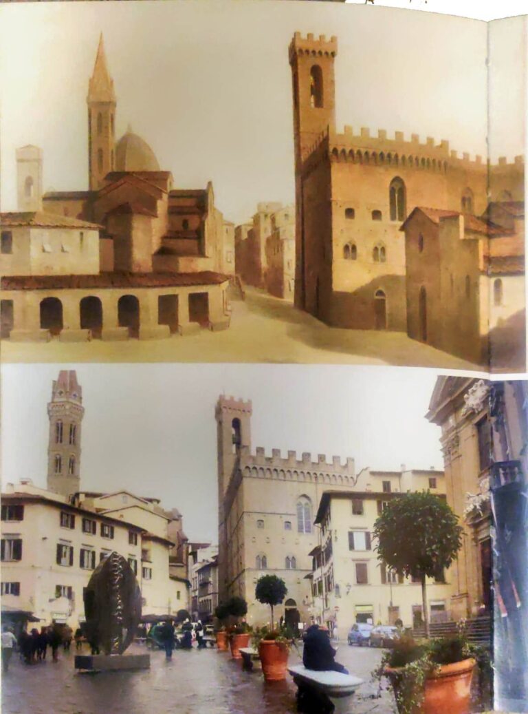 Piazza San Firenze; dipinta da Borbottoni; oggi;