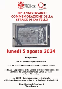 Locandina, 80° anniversario Commemorazione Strage di Castello, Firenze