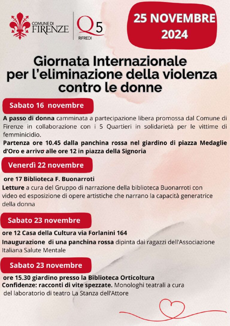 giornata Internazionale; violenza donne; 25 novembre; Firenze;