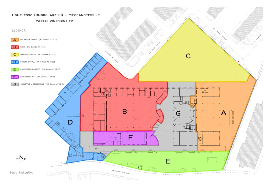 Ex-Meccanotessile; distribuzione funzioni;