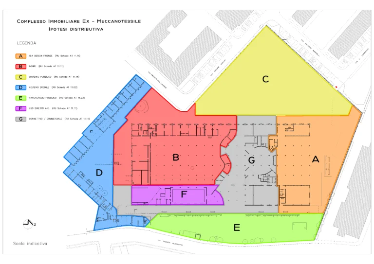 Ex-Meccanotessile; distribuzione funzioni;