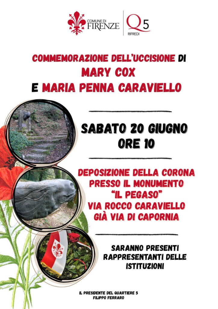Locandina della commemorazione di Mary Cox e Maria Penna Caraviello