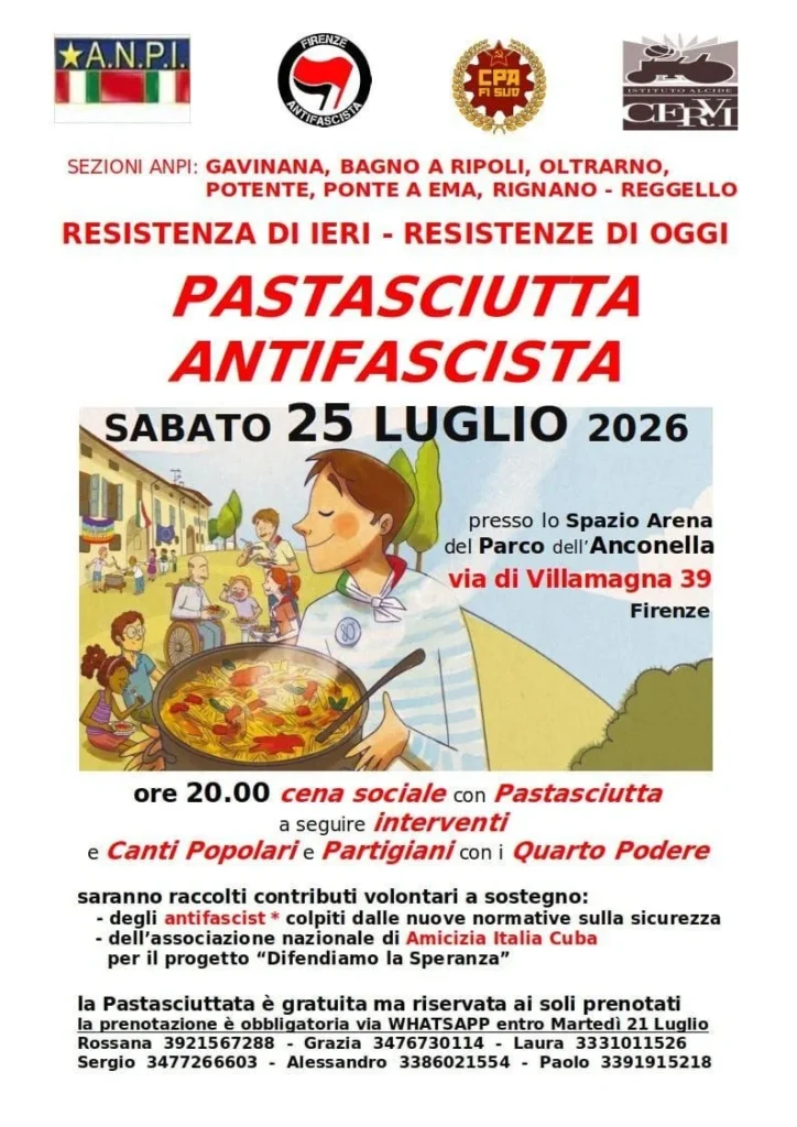 Locandina: Pastasciutta Antifascista: Resistenza di ieri, resistenze di oggi