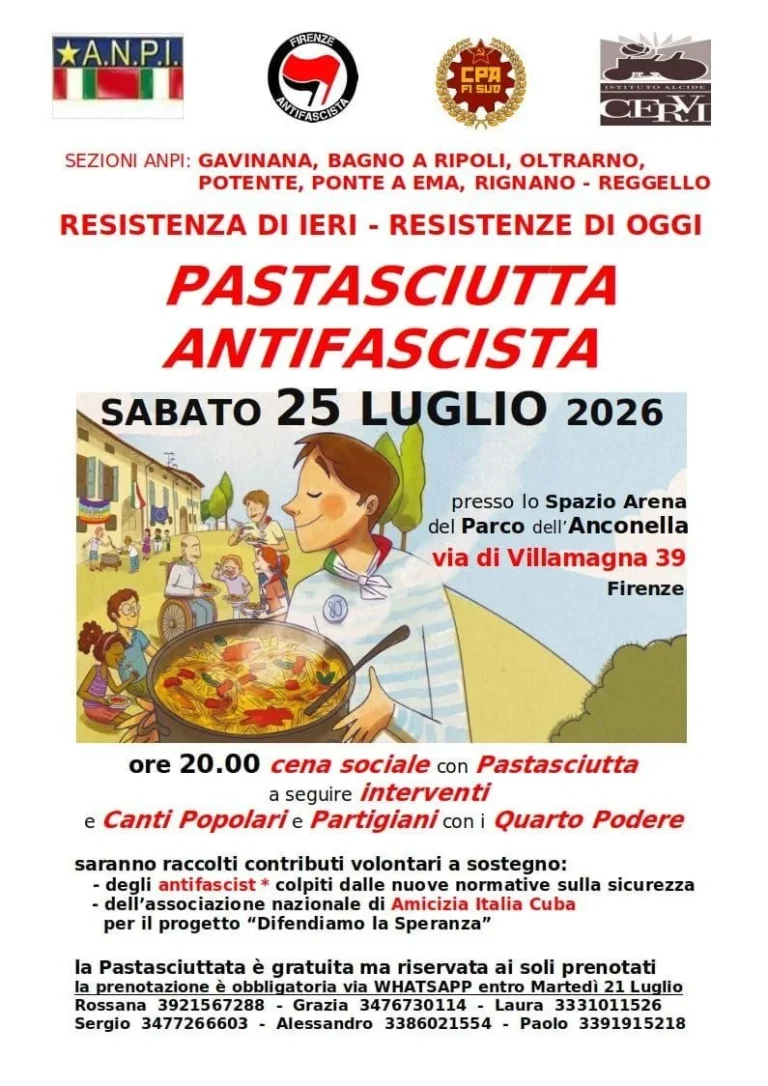 Locandina: Pastasciutta Antifascista: Resistenza di ieri, resistenze di oggi