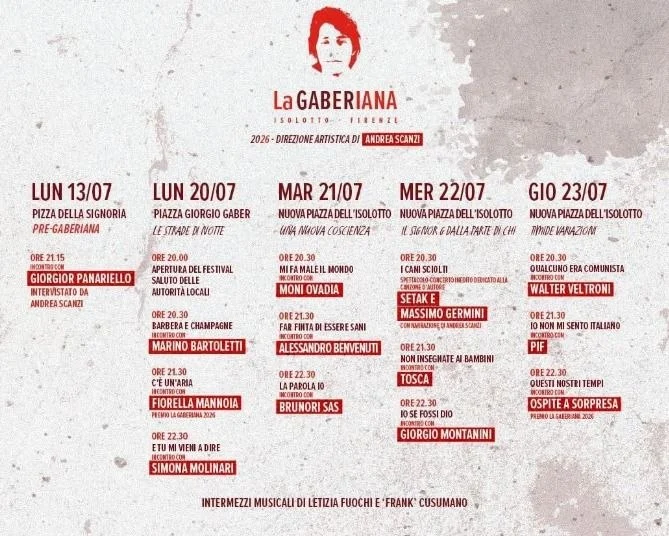 Locandina: La Gaberiana 2026: Festival dedicato a Giorgio Gaber all'Isolotto