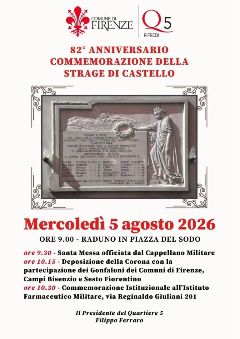 Locandina: 82° anniversario della commemorazione della Strage di Castello