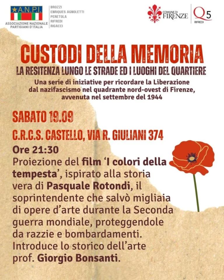 Locandina: "Custodi della memoria": proiezione del film «I colori della tempesta»
