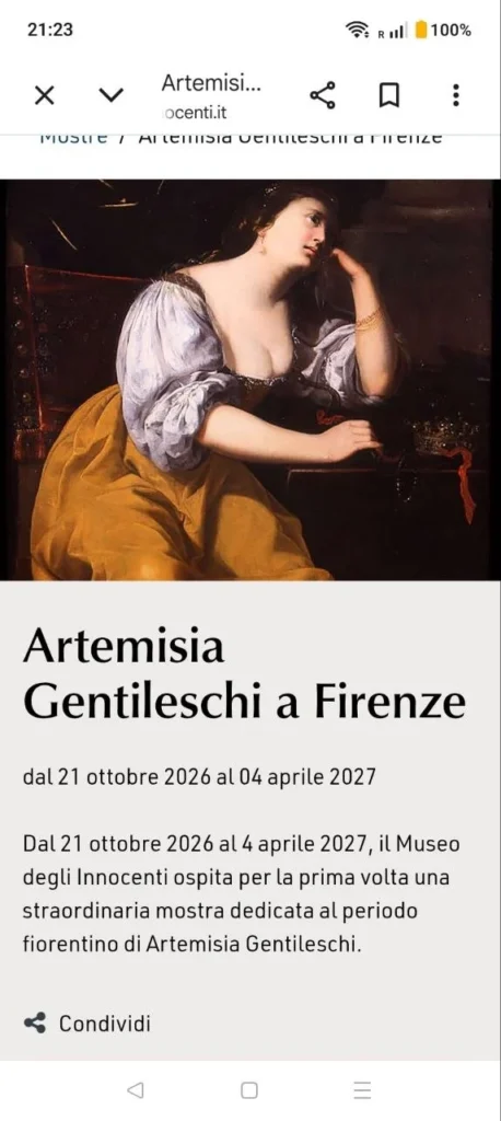 Locandina: Artemisia Gentileschi a Firenze