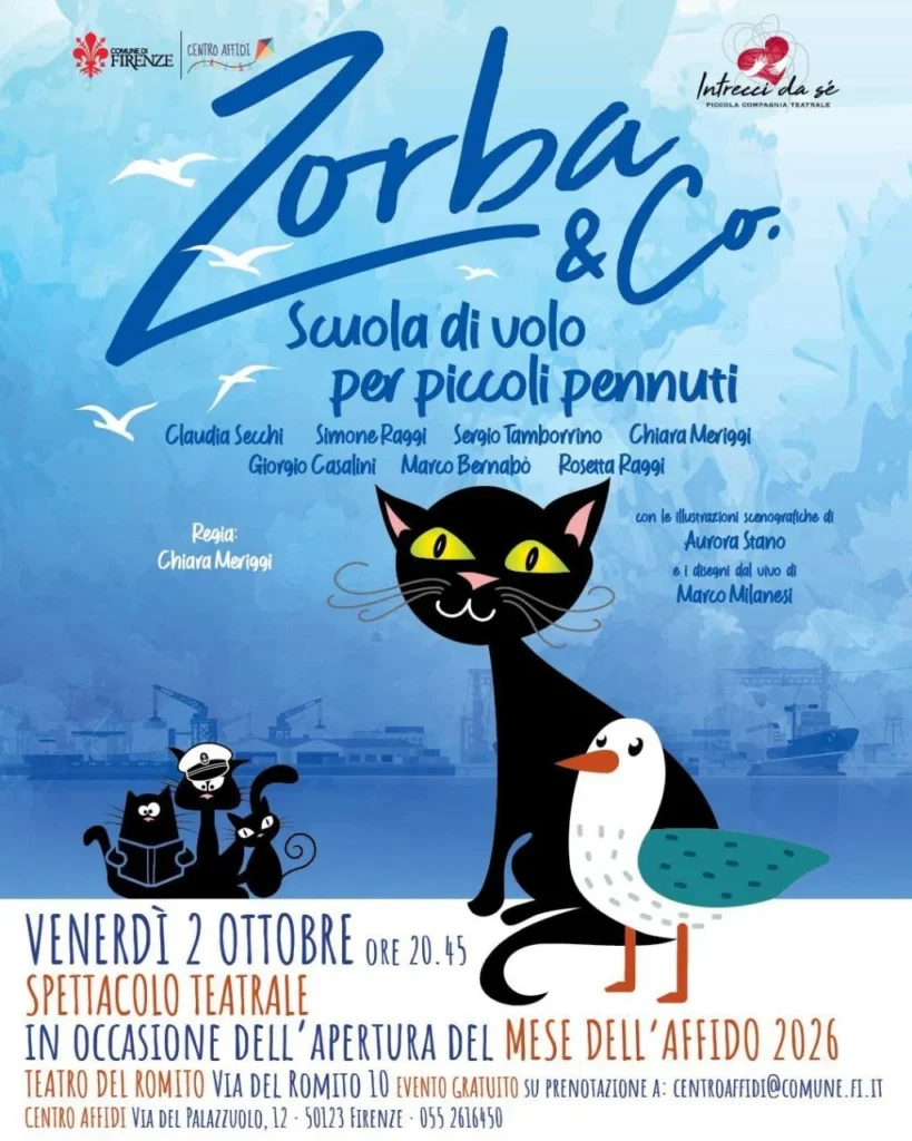 Locandina: Spettacolo teatrale «Zorba & Co.: Scuola di volo per piccoli pennuti»