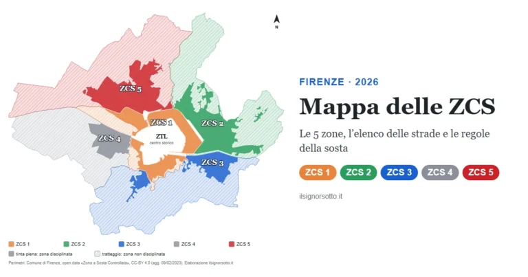 mappa ZCS Firenze; zone a controllo sosta; ZCS 1 2 3 4 5; ZTL centro storico
